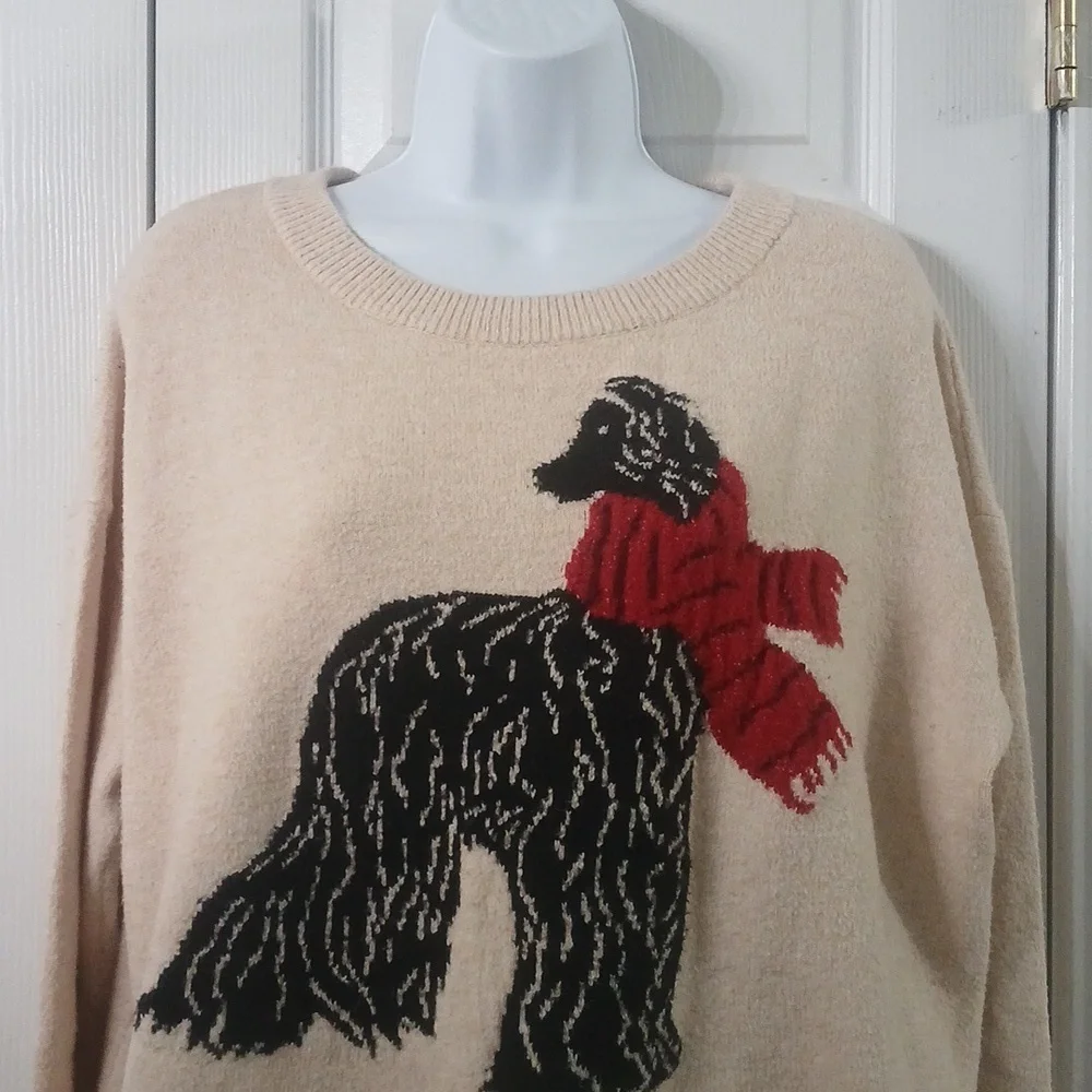 Loft Afgan hound beige camel sweater Sz L EUC - Picture 3 of 8